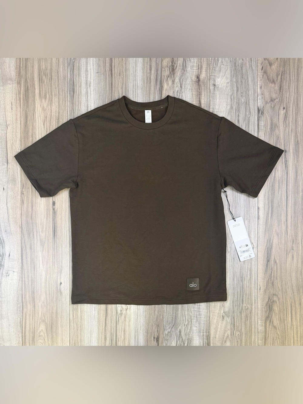 Alo Yoga Double Take Short Sleeve T-Shirt Espresso Brown Mens Size Small NEW
